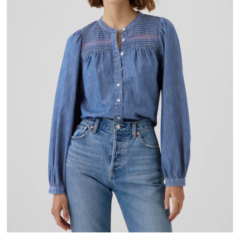 GAP Blue Button-Up Blouse